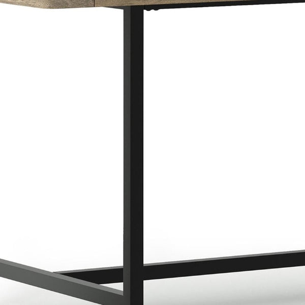 72 Inch Solid Wood and Iron Frame Base Dining Table for Industrial Farmhouse Interiors