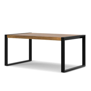 66 Inch Solid Wood Dining Table with Iron Frame Base for Industrial Kitchen and Rooms