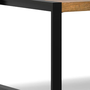66 Inch Solid Wood Dining Table with Iron Frame Base for Industrial Kitchen and Rooms