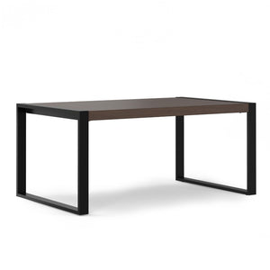 HomeRoots 66 Inch Solid Wood Dining Table with Iron Frame Base for Industrial Kitchen and Rooms Gray / Black 640711