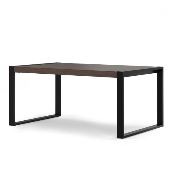 66 Inch Solid Wood Dining Table with Iron Frame Base for Industrial Kitchen and Rooms