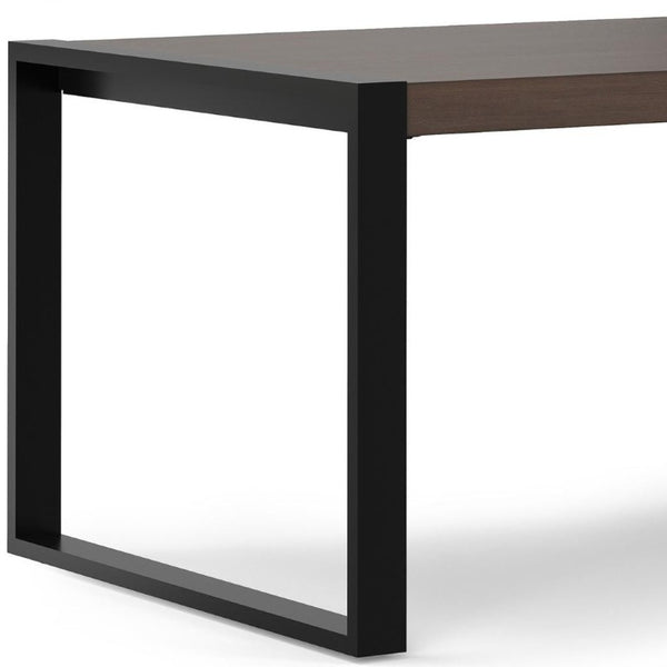 66 Inch Solid Wood Dining Table with Iron Frame Base for Industrial Kitchen and Rooms