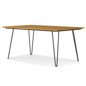 66 Inch Wood and Iron Dining Table Industrial Two-tone Frame Seats Six Modern Decor
