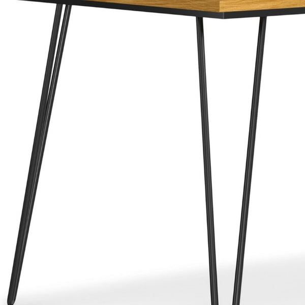 66 Inch Wood and Iron Dining Table Industrial Two-tone Frame Seats Six Modern Decor