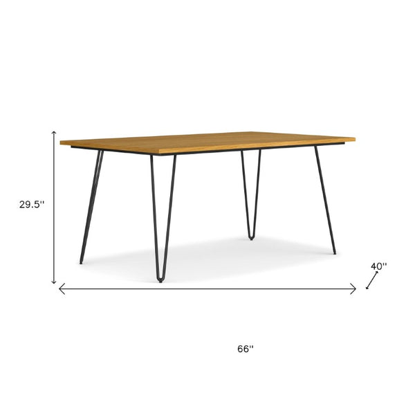 66 Inch Wood and Iron Dining Table Industrial Two-tone Frame Seats Six Modern Decor