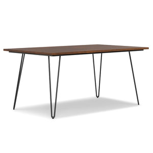 66 Inch Wood and Iron Dining Table Industrial Two-tone Frame Seats Six Modern Decor