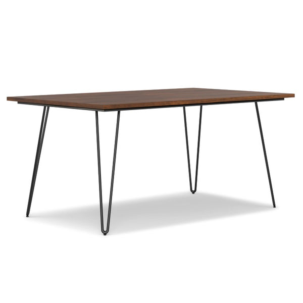 66 Inch Wood and Iron Dining Table Industrial Two-tone Frame Seats Six Modern Decor