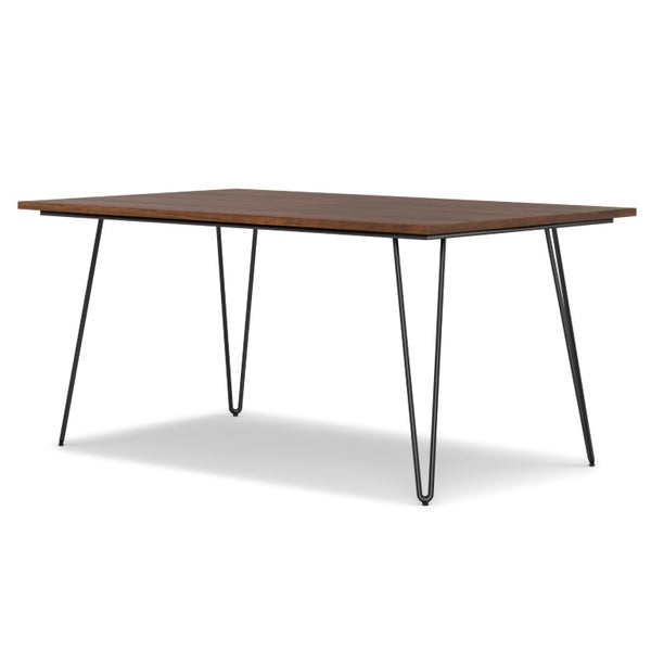 66 Inch Wood and Iron Dining Table Industrial Two-tone Frame Seats Six Modern Decor