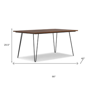 66 Inch Wood and Iron Dining Table Industrial Two-tone Frame Seats Six Modern Decor