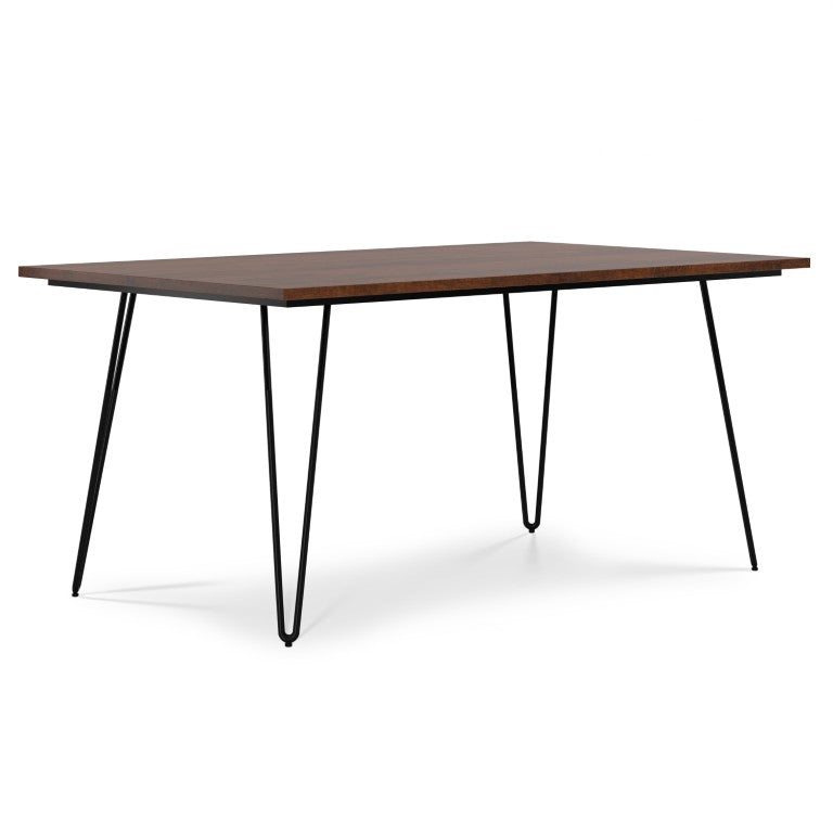 HomeRoots 66 Inch Solid Wood Iron Dining Table Rustic Industrial Style Seats up to Six 640714
