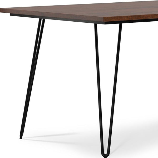66 Inch Solid Wood Iron Dining Table Rustic Industrial Style Seats up to Six