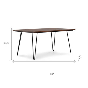 66 Inch Solid Wood Iron Dining Table Rustic Industrial Style Seats up to Six