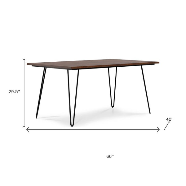 66 Inch Solid Wood Iron Dining Table Rustic Industrial Style Seats up to Six