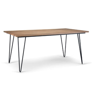 HomeRoots 66 Inch Solid Wood Iron Base Dining Table Rustic Industrial Style Seats Six 640716