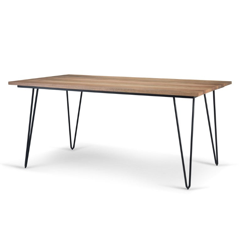 HomeRoots 66 Inch Solid Wood Iron Base Dining Table Rustic Industrial Style Seats Six 640716