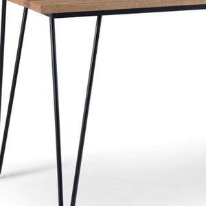 66 Inch Solid Wood Iron Base Dining Table Rustic Industrial Style Seats Six