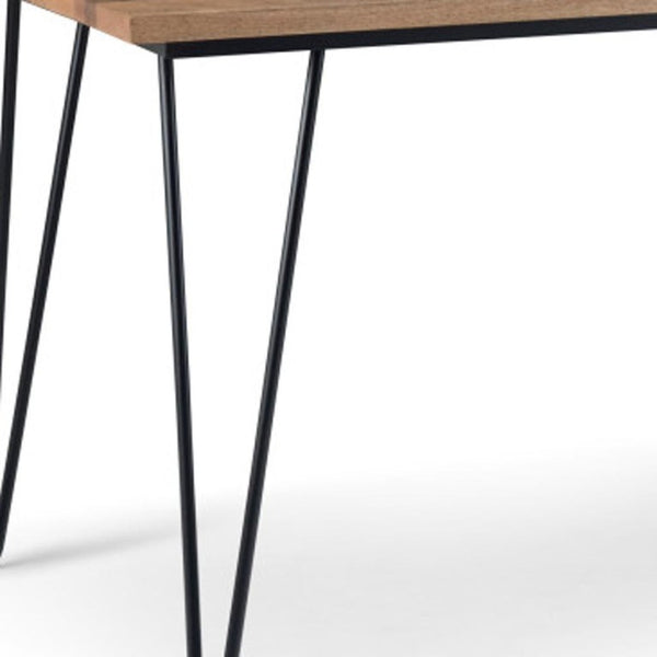 66 Inch Solid Wood Iron Base Dining Table Rustic Industrial Style Seats Six