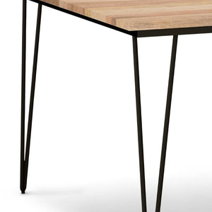 54 Inch Square Dining Table Solid Wood Top with Steel Base for Modern Rooms