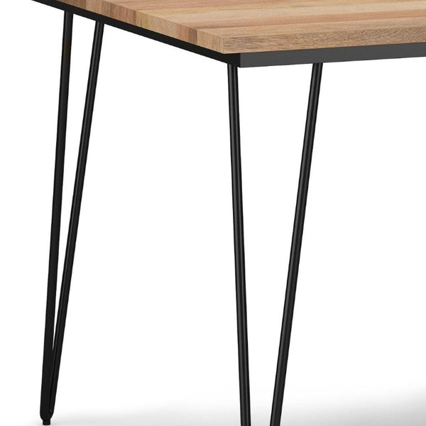42 Inch Square Solid Wood Iron Dining Table Industrial Farmhouse Kitchen Accent