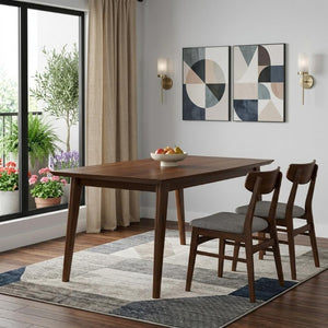 66 Inch Solid Wood Rectangular Dining Table Seats Six for Modern Kitchens and Living Spaces
