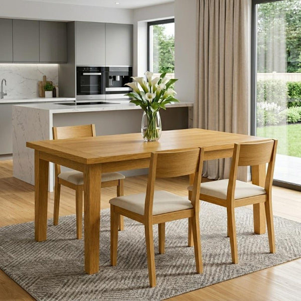 66 Inch Solid Wood Rectangular Dining Table Seats Six for Modern Kitchens and Living Spaces