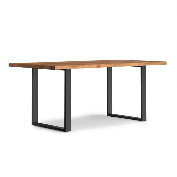 HomeRoots 72 Inch Solid Wood Live Edge Dining Table with Iron Base for Modern Rustic Rooms Natural / Black - B 640723