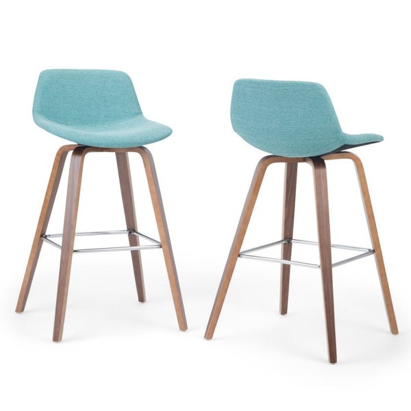 HomeRoots 28" Blue Wood Backless Counter Height Bar Chair - Stylish, Space-Saving Seating for Modern Spaces 640727