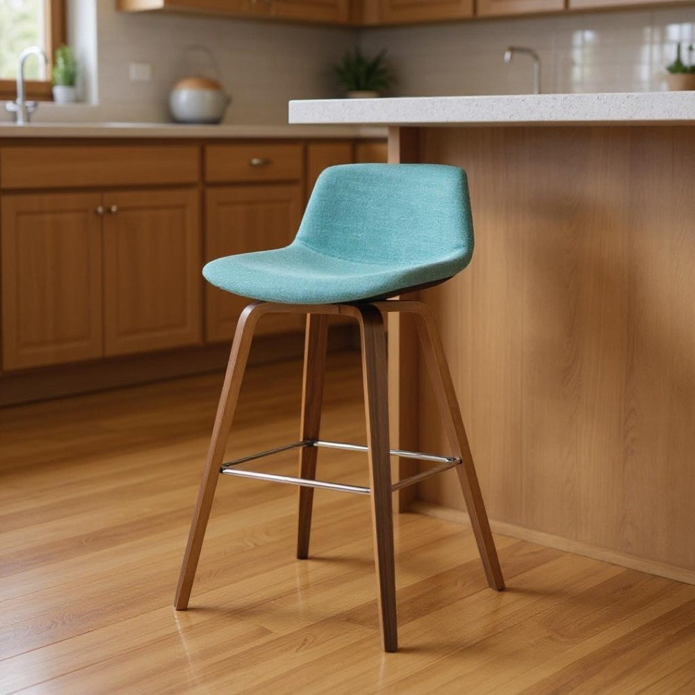 HomeRoots 28" Blue Wood Backless Counter Height Bar Chair - Stylish, Space-Saving Seating for Modern Spaces 640727