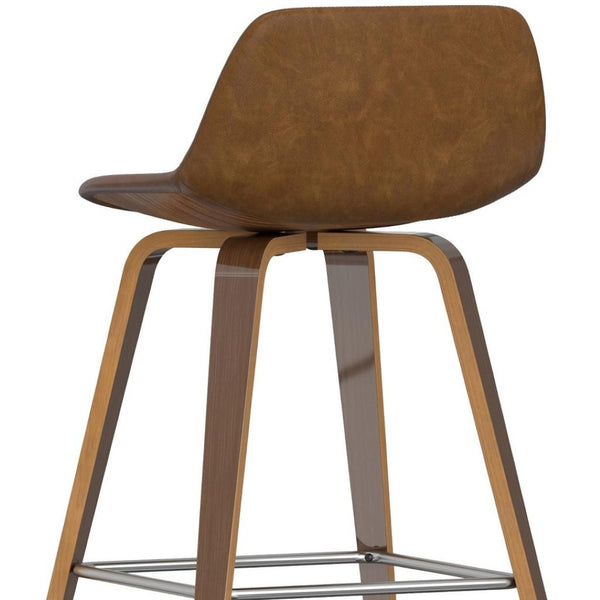 HomeRoots 28" Tan Wood Backless Counter Stool - Modern, Space-Saving Design for Kitchen, Bar, and Game Room 640730