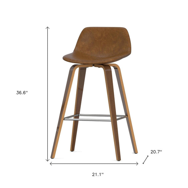 HomeRoots 28" Tan Wood Backless Counter Stool - Modern, Space-Saving Design for Kitchen, Bar, and Game Room 640730