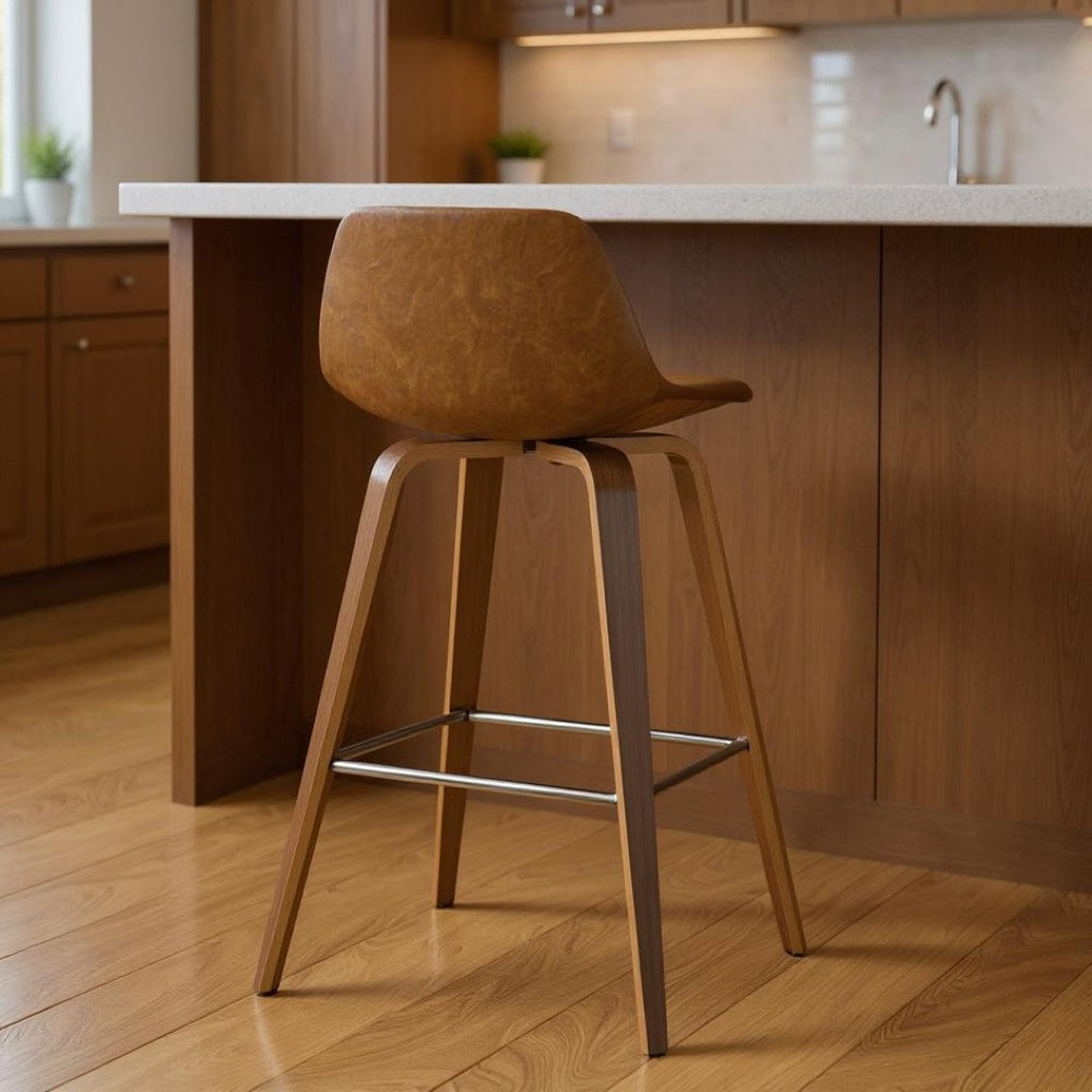 HomeRoots 28" Tan Wood Backless Counter Stool - Modern, Space-Saving Design for Kitchen, Bar, and Game Room 640730