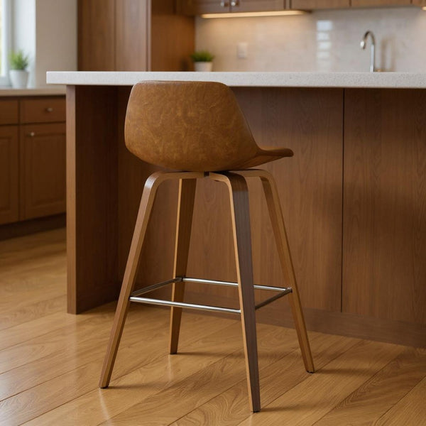 HomeRoots 28" Tan Wood Backless Counter Stool - Modern, Space-Saving Design for Kitchen, Bar, and Game Room 640730