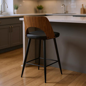 HomeRoots 25" Black Wood Backless Bar Chair - Modern, Space-Saving Seating for Kitchen Islands & Home Bars 640731