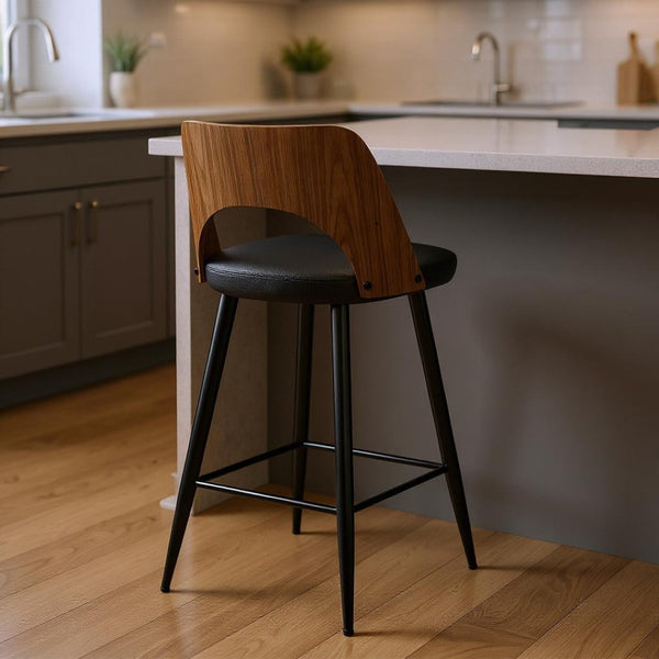 HomeRoots 25" Black Wood Backless Bar Chair - Modern, Space-Saving Seating for Kitchen Islands & Home Bars 640731