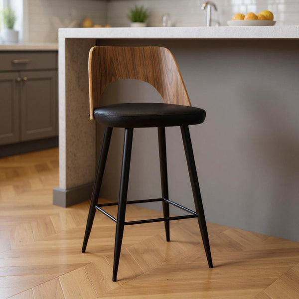 HomeRoots 25" Black Wood Backless Bar Chair - Modern, Space-Saving Seating for Kitchen Islands & Home Bars 640731