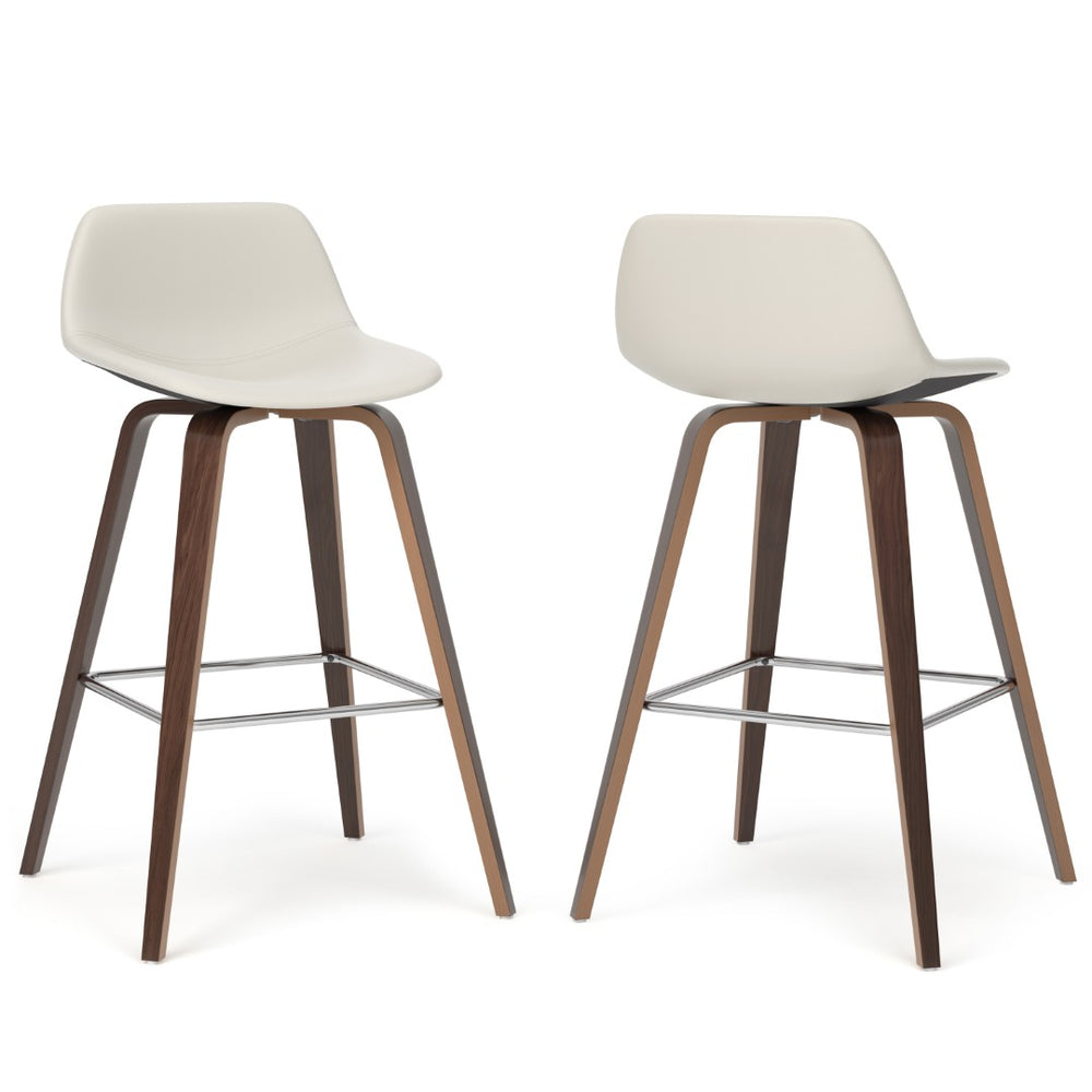 HomeRoots 28" Cream Wood Backless Bar Chair - Modern Café Style Seating for Kitchen, Home Bar & Game Room 640734