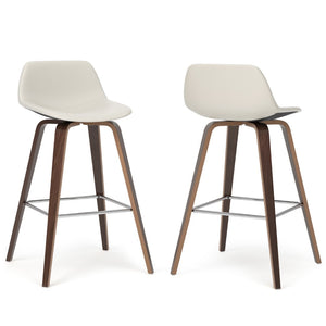 HomeRoots 28" Cream Wood Backless Bar Chair - Modern Café Style Seating for Kitchen, Home Bar & Game Room 640734