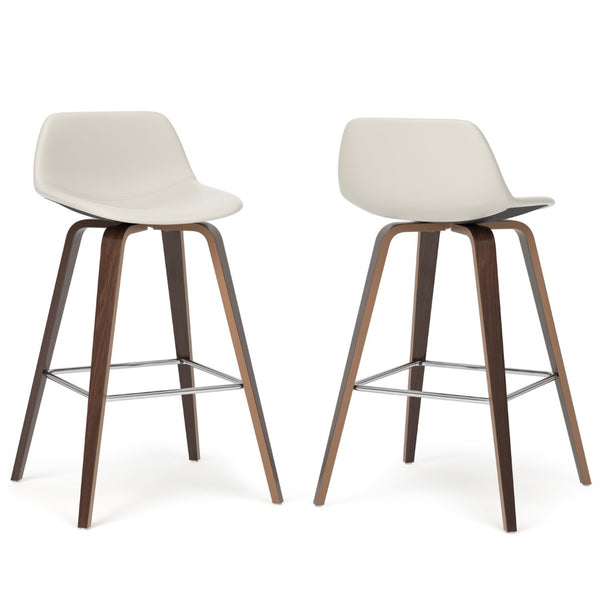 HomeRoots 28" Cream Wood Backless Bar Chair - Modern Café Style Seating for Kitchen, Home Bar & Game Room 640734