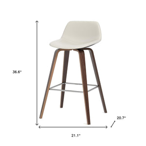 HomeRoots 28" Cream Wood Backless Bar Chair - Modern Café Style Seating for Kitchen, Home Bar & Game Room 640734