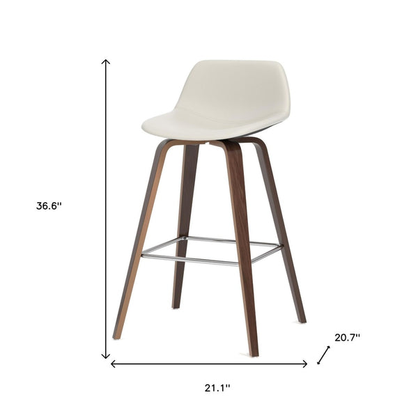 HomeRoots 28" Cream Wood Backless Bar Chair - Modern Café Style Seating for Kitchen, Home Bar & Game Room 640734