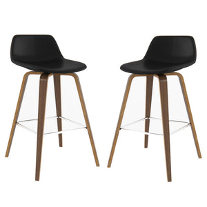 HomeRoots 28" Sleek Black Wood Backless Counter Stool - Modern, Space-Saving Bar Chair for Any Decor Style 640735