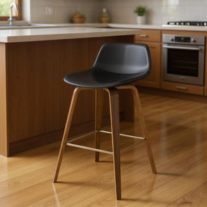 HomeRoots 28" Sleek Black Wood Backless Counter Stool - Modern, Space-Saving Bar Chair for Any Decor Style 640735