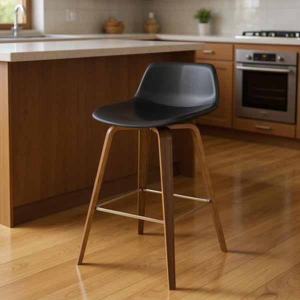 HomeRoots 28" Sleek Black Wood Backless Counter Stool - Modern, Space-Saving Bar Chair for Any Decor Style 640735