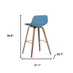 HomeRoots 28" Blue Backless Counter Stool - Modern Wooden Seating for Kitchen, Bar, or Café - Space-Saving Design 640736