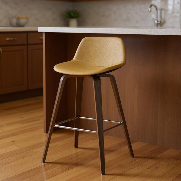 HomeRoots 28" Yellow Backless Counter Height Bar Chair - Modern, Space-Saving Design for Kitchen & Bar Use 640738