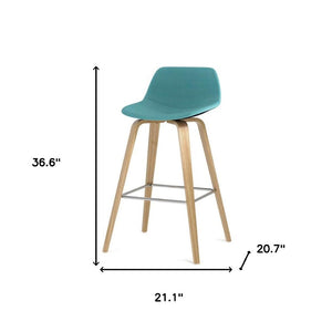 HomeRoots 28" Blue Wood Backless Counter Stool - Stylish, Space-Saving Design for Kitchen & Bar Seating Needs 640739