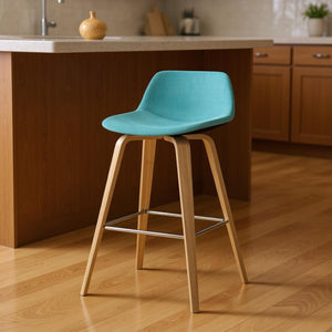 HomeRoots 28" Blue Wood Backless Counter Stool - Stylish, Space-Saving Design for Kitchen & Bar Seating Needs 640739