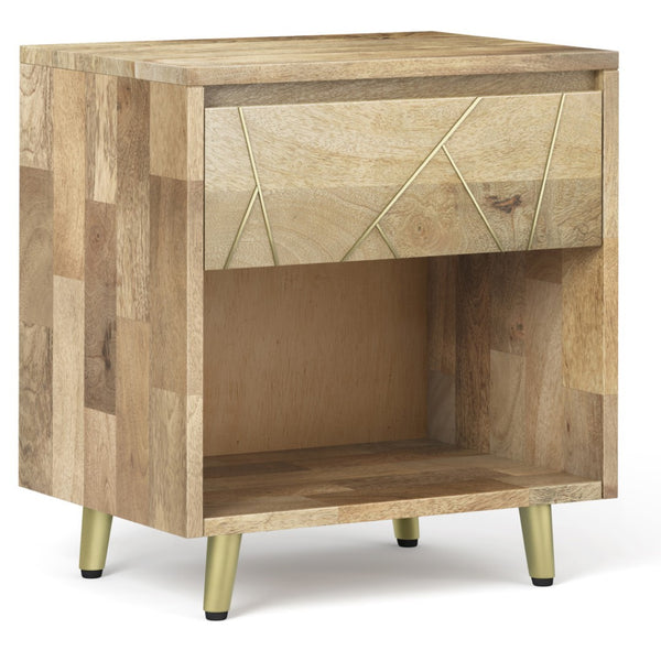 HomeRoots 24" Natural Solid Wood Nightstand with Two Soft-Close Drawers for Elegant Bedroom Storage Solutions 640742