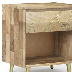HomeRoots 24" Natural Solid Wood Nightstand with Two Soft-Close Drawers for Elegant Bedroom Storage Solutions 640742