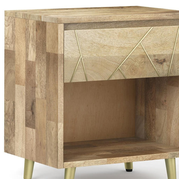 HomeRoots 24" Natural Solid Wood Nightstand with Two Soft-Close Drawers for Elegant Bedroom Storage Solutions 640742